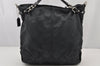 Authentic COACH Signature 2Way Shoulder Hand Bag Canvas Enamel Black 7825J