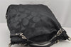 Authentic COACH Signature 2Way Shoulder Hand Bag Canvas Enamel Black 7825J