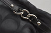 Authentic COACH Signature 2Way Shoulder Hand Bag Canvas Enamel Black 7825J