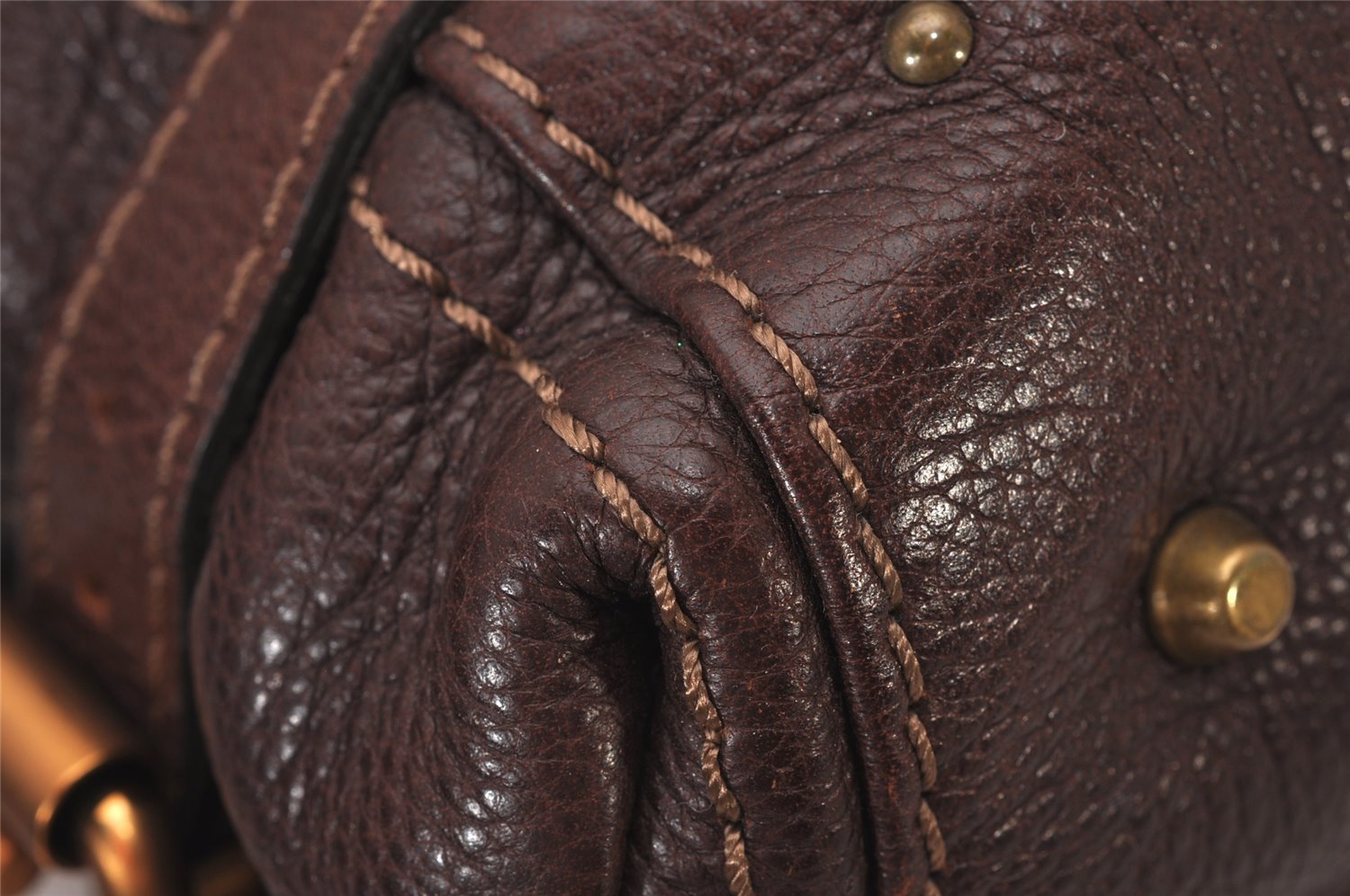 Authentic Chloe Vintage Paddington Leather Shoulder Bag Purse Brown 7826I