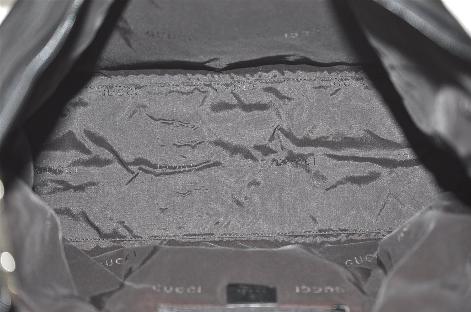 Authentic GUCCI Shoulder Hand Bag Purse Nylon Leather 0011955 Black 7826J