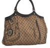 Authentic GUCCI Sukey Shoulder Tote Bag GG Canvas Leather 211943 Brown 7827I