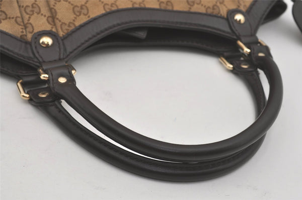 Authentic GUCCI Sukey Shoulder Tote Bag GG Canvas Leather 211943 Brown 7827I