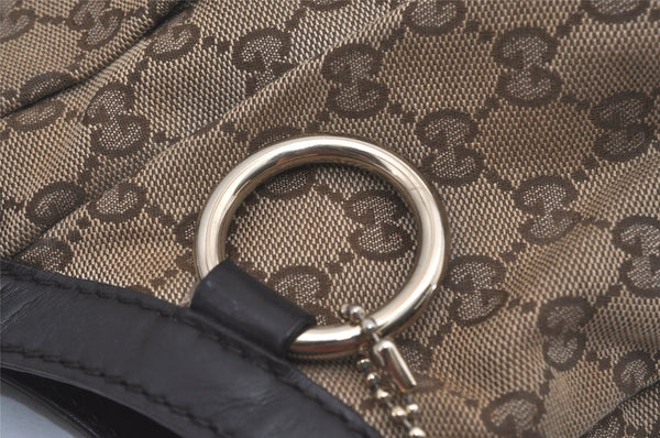 Authentic GUCCI Sukey Shoulder Tote Bag GG Canvas Leather 211943 Brown 7827I