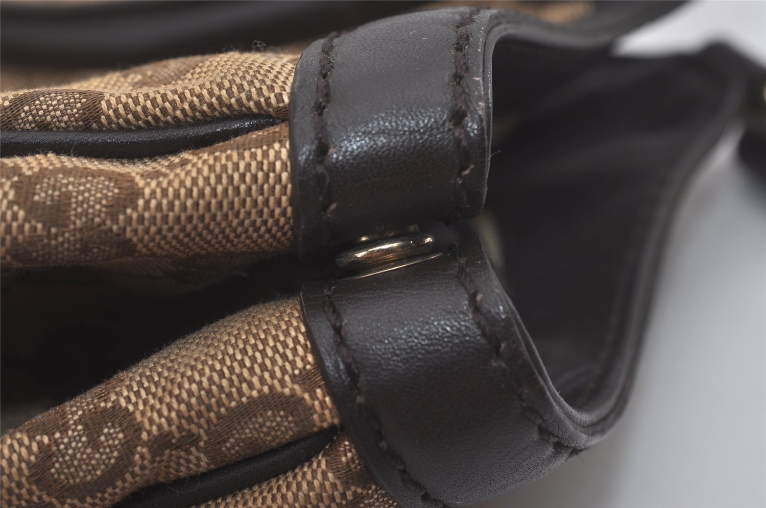 Authentic GUCCI Sukey Shoulder Tote Bag GG Canvas Leather 211943 Brown 7827I