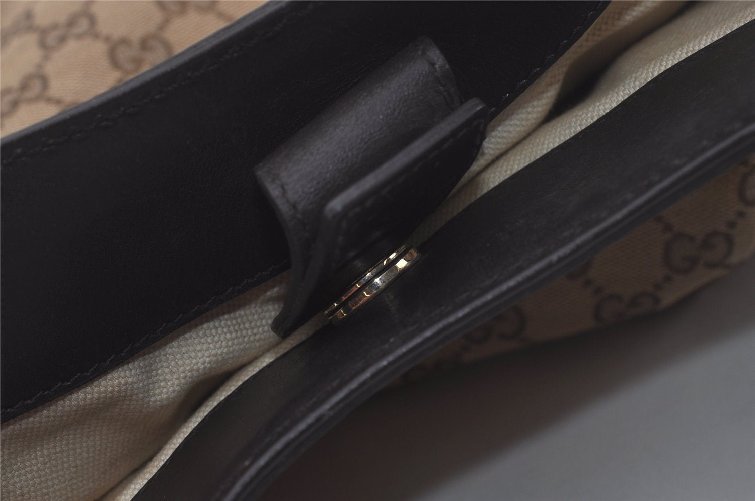 Authentic GUCCI Sukey Shoulder Tote Bag GG Canvas Leather 211943 Brown 7827I