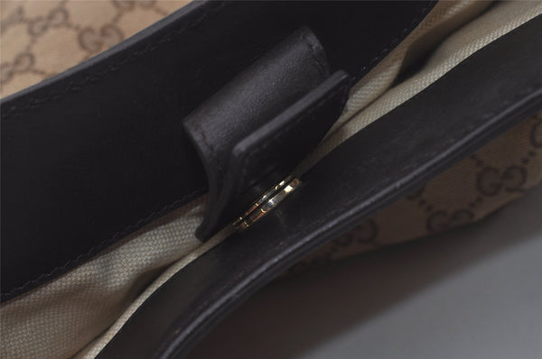 Authentic GUCCI Sukey Shoulder Tote Bag GG Canvas Leather 211943 Brown 7827I