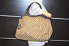 Authentic GUCCI Sukey Shoulder Tote Bag GG Canvas Leather 211943 Brown 7827I