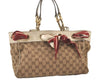 Authentic GUCCI Positano Scarf Tote Bag GG Canvas Leather 162879 Brown 7829J