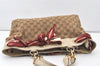 Authentic GUCCI Positano Scarf Tote Bag GG Canvas Leather 162879 Brown 7829J