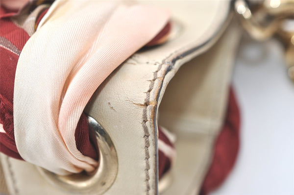 Authentic GUCCI Positano Scarf Tote Bag GG Canvas Leather 162879 Brown 7829J