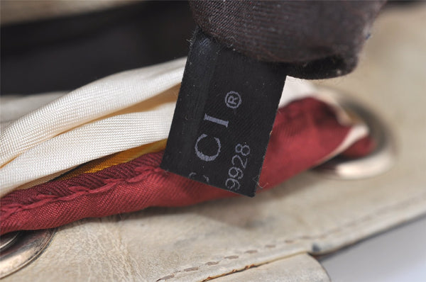 Authentic GUCCI Positano Scarf Tote Bag GG Canvas Leather 162879 Brown 7829J