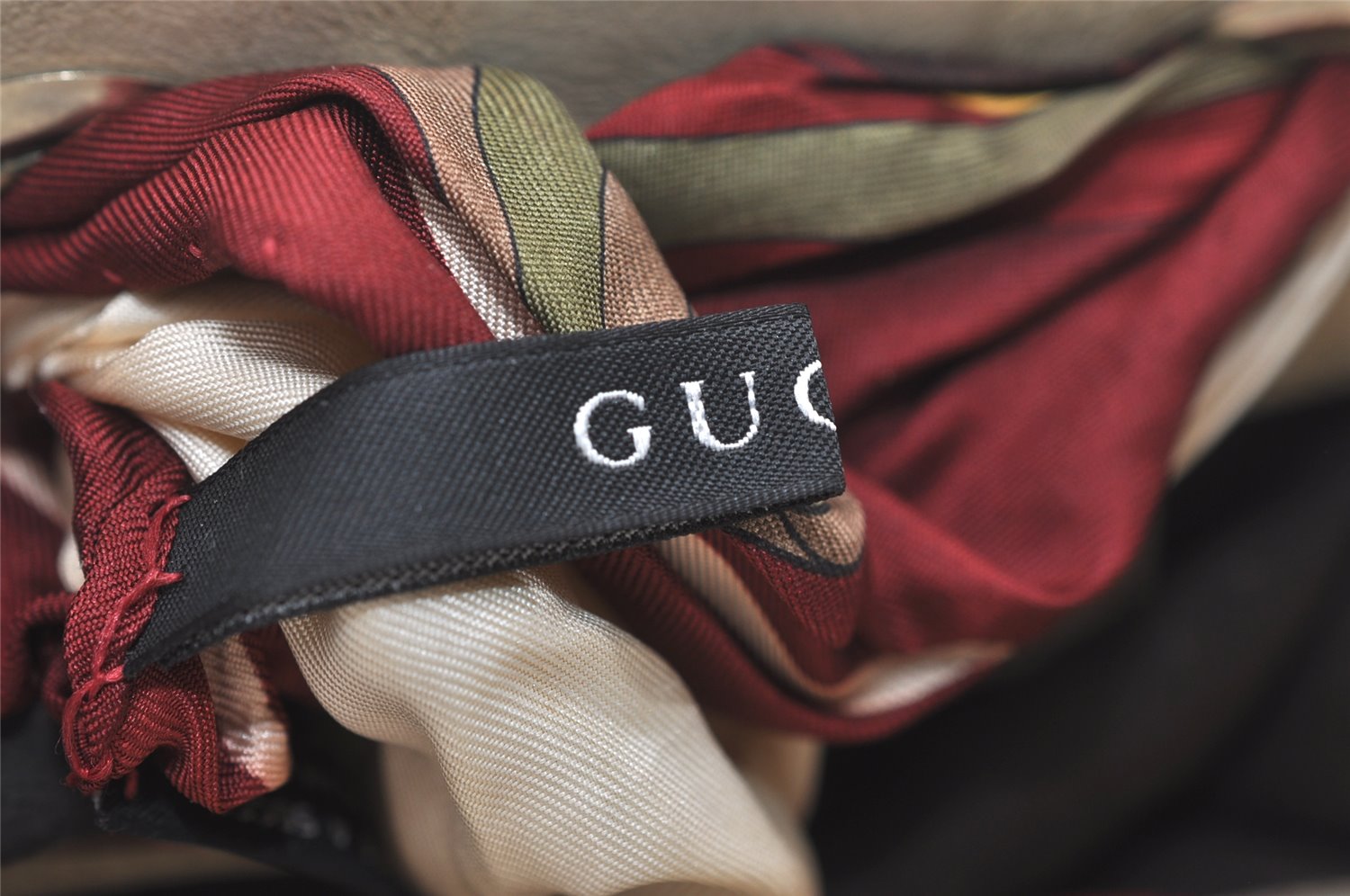 Authentic GUCCI Positano Scarf Tote Bag GG Canvas Leather 162879 Brown 7829J