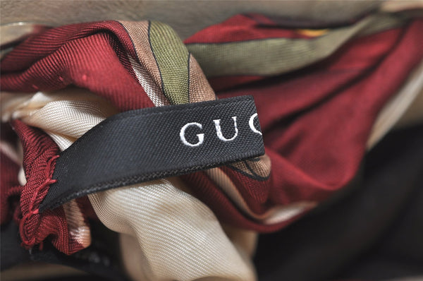 Authentic GUCCI Positano Scarf Tote Bag GG Canvas Leather 162879 Brown 7829J