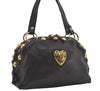 Authentic GUCCI Heart Crest Studs Shoulder Hand Bag Leather 209600 Black 7830I