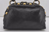 Authentic GUCCI Heart Crest Studs Shoulder Hand Bag Leather 209600 Black 7830I