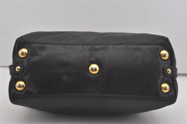 Authentic GUCCI Heart Crest Studs Shoulder Hand Bag Leather 209600 Black 7830I