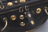 Authentic GUCCI Heart Crest Studs Shoulder Hand Bag Leather 209600 Black 7830I