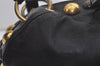 Authentic GUCCI Heart Crest Studs Shoulder Hand Bag Leather 209600 Black 7830I