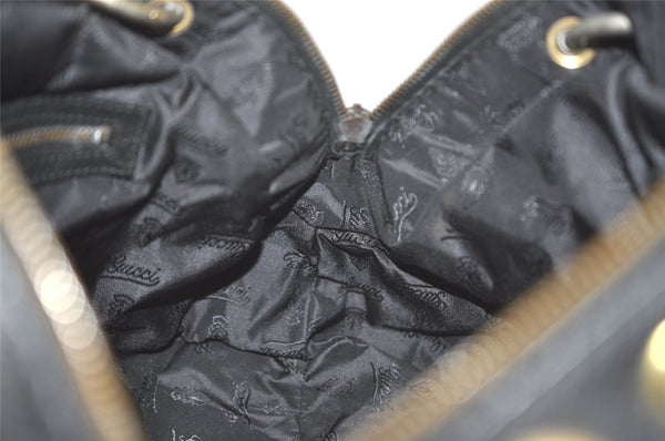 Authentic GUCCI Heart Crest Studs Shoulder Hand Bag Leather 209600 Black 7830I