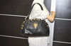 Authentic GUCCI Heart Crest Studs Shoulder Hand Bag Leather 209600 Black 7830I