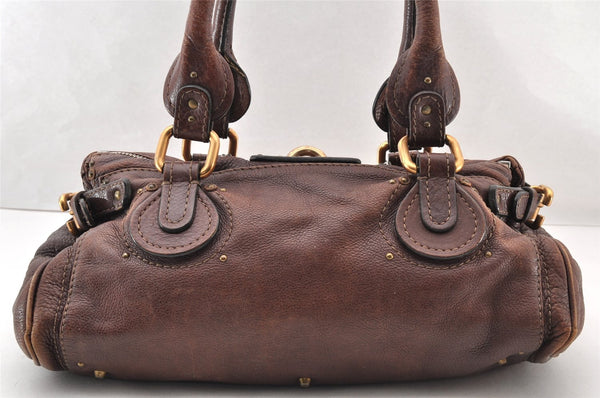 Authentic Chloe Vintage Paddington Leather Shoulder Hand Bag Brown 7831I