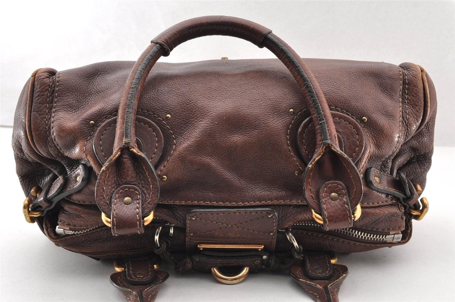 Authentic Chloe Vintage Paddington Leather Shoulder Hand Bag Brown 7831I