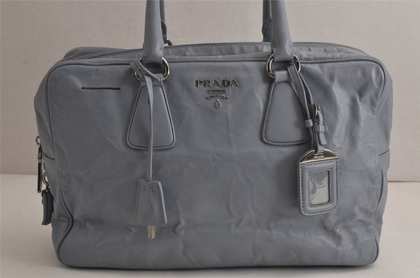 Authentic PRADA Vintage Leather Nappa Shoulder Hand Bag Purse Light Blue 7831J