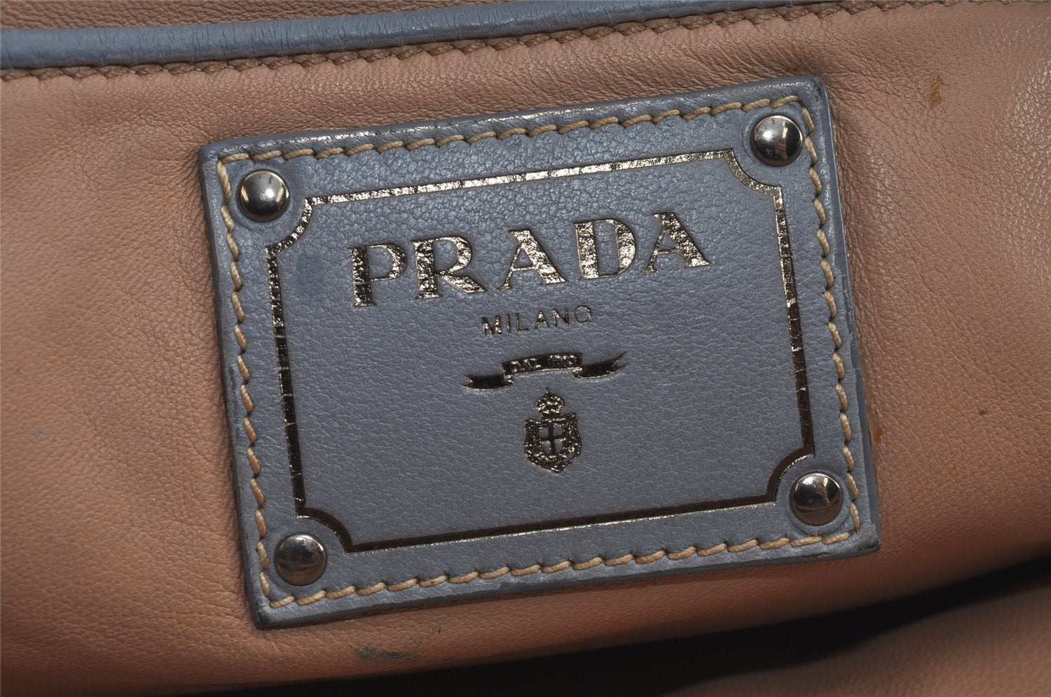 Authentic PRADA Vintage Leather Nappa Shoulder Hand Bag Purse Light Blue 7831J