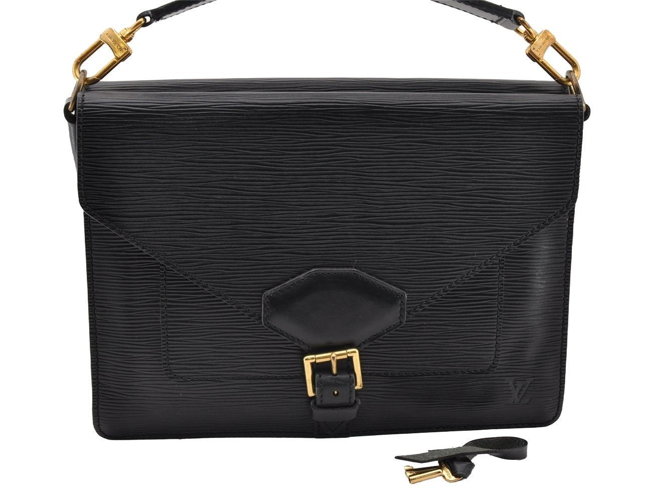 Authentic Louis Vuitton Epi Sac Biface 3Way Shoulder Hand Bag M52322 Black 7833I