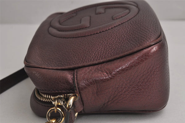 Auth GUCCI SOHO Tassel Shoulder Cross Bag GG Leather Purple 308364 Junk 7833J