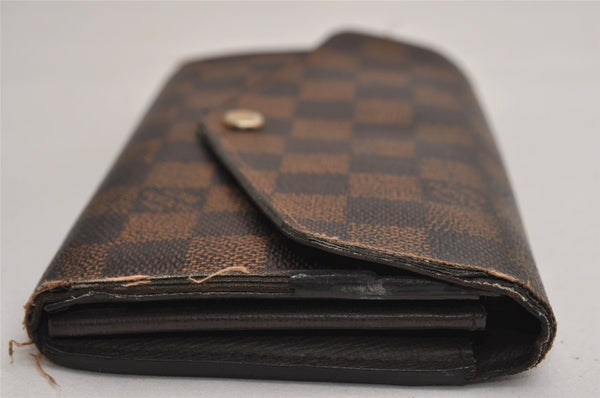 Authentic Louis Vuitton Damier Portefeuille Sarah Long Wallet N63209 LV 7835J