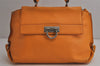 Authentic Salvatore Ferragamo Sophia Gancini 2Way Hand Bag Leather Orange 7837J