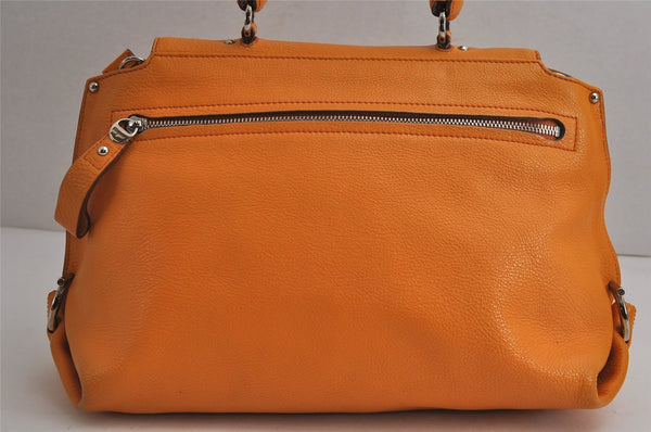 Authentic Salvatore Ferragamo Sophia Gancini 2Way Hand Bag Leather Orange 7837J