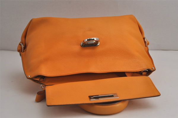 Authentic Salvatore Ferragamo Sophia Gancini 2Way Hand Bag Leather Orange 7837J