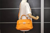 Authentic Salvatore Ferragamo Sophia Gancini 2Way Hand Bag Leather Orange 7837J