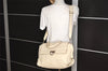 Authentic Salvatore Ferragamo Gancini Leather 2Way Shoulder Hand Bag White 7838J