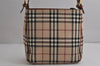 Authentic BURBERRY Nova Check Shoulder Hand Bag Tweed Leather Beige 7839J