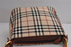 Authentic BURBERRY Nova Check Shoulder Hand Bag Tweed Leather Beige 7839J