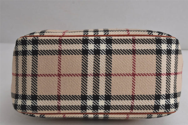 Authentic BURBERRY Nova Check Shoulder Hand Bag Tweed Leather Beige 7839J