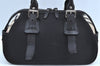 Authentic BURBERRY Vintage Nova Check Canvas Leather Hand Boston Bag Black 7840H