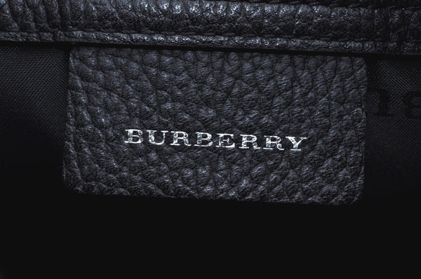 Authentic BURBERRY Vintage Nova Check Canvas Leather Hand Boston Bag Black 7840H