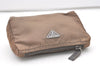 Authentic PRADA Vintage Nylon Tessuto Leather Pouch Purse Brown 7843J