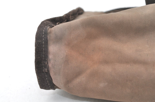Authentic PRADA Vintage Nylon Tessuto Leather Pouch Purse Brown 7843J