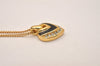 Authentic Christian Dior Gold Tone Rhinestone Chain Pendant Necklace CD 7844J