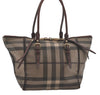 Authentic BURBERRY Check Vintage Shoulder Hand Tote Bag PVC Leather Gray 7845I