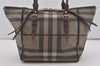 Authentic BURBERRY Check Vintage Shoulder Hand Tote Bag PVC Leather Gray 7845I