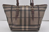 Authentic BURBERRY Check Vintage Shoulder Hand Tote Bag PVC Leather Gray 7845I