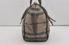 Authentic BURBERRY Check Vintage Shoulder Hand Tote Bag PVC Leather Gray 7845I