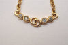 Authentic Christian Dior Gold Tone Chain Rhinestone Pendant Necklace CD 7845J